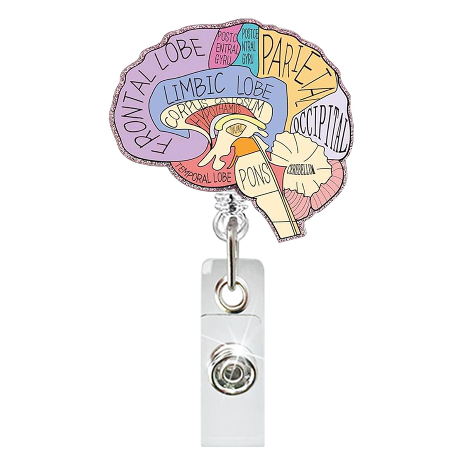 Wholesale Medical acrylic glitter easy-pull retractable clip
